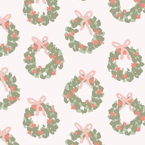 Floral wreaths - green, pink and white // big scale