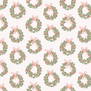 Floral wreaths - green, pink and white // medium scale