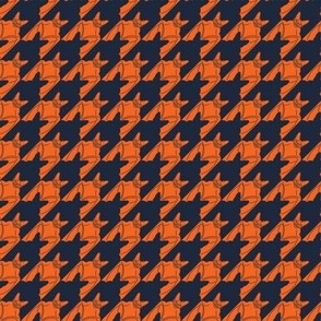 Mini Batstooth - Halloween houndstooth with Bats in Orange and Midnight Blue 