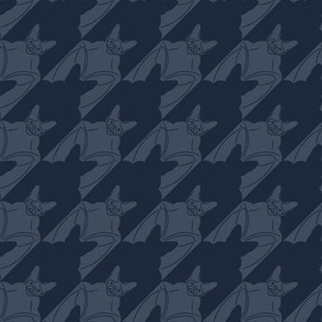 Small Batstooth - Halloween houndstooth with Bats in Bluish Grey and Midnight Blue 