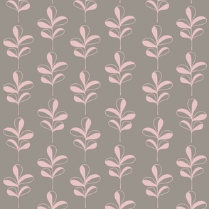 Afternoon Tea - Pink and Taupe Leaf Pattern