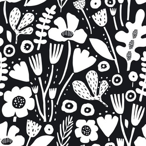 Black and white floral pattern