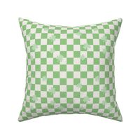 Messy shamrock - lucky st Paddies checkerboard design irish gingham plaid clover leaf pastel vintage mint green ivory