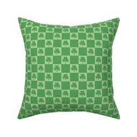 Groovy seventies check shamrock st patrick's day irish checker plaid design summer green  mint sage