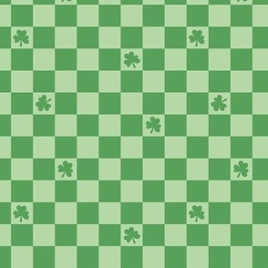 Groovy seventies check - random shamrock st patrick's day irish checker plaid design summer mint green apple