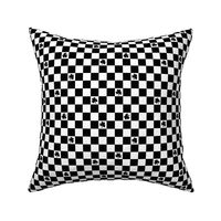 Groovy seventies check - random shamrock st patrick's day irish checker plaid design summer monochrome black and white