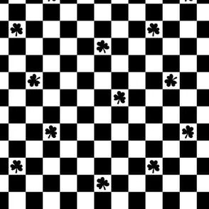 Groovy seventies check - random shamrock st patrick's day irish checker plaid design summer monochrome black and white