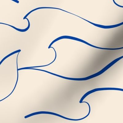 (m) Minimal Abstract Matisse line-art Sea Waves 1. BLUE ON BEIGE SAND #matisselove #lineart #sand #beige #matissebedding #seaside #coastal #minimalhomedecor #wallpaper