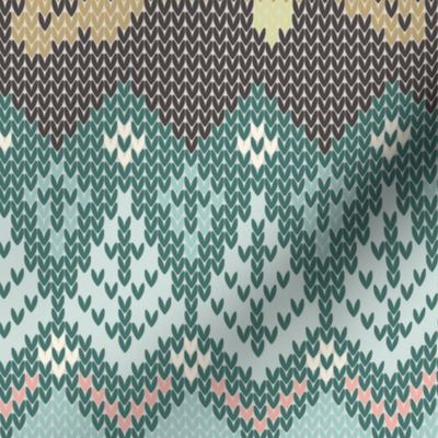 Fair Isle Forest Adventures Teal Winter RetroChristmas2022 Large