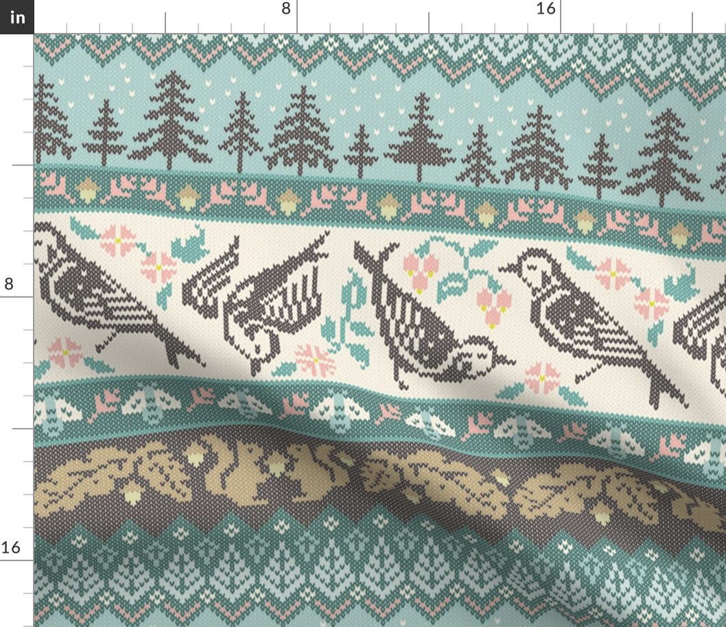 Fair Isle Forest Adventures Teal Winter RetroChristmas2022 Medium 