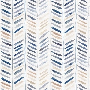 Indigo and earthy artistic herringbone - watercolor brush stroke chevron painterly minimalistic scandi pattern for home decor b081-3 3600