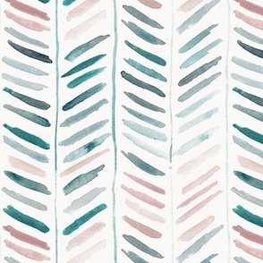 artistic herringbone in blush and sage - watercolor brush stroke chevron painterly minimalistic scandi pattern for home decor b081-4