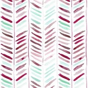 artistic herringbone in burgundy end emerald - watercolor brush stroke chevron painterly minimalistic scandi pattern for home decor b081-6