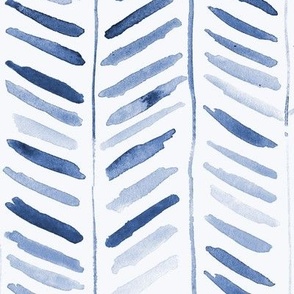 Ultramarine artistic herringbone - watercolor indigo blue brush stroke chevron painterly minimalistic scandi pattern for home decor b081-9