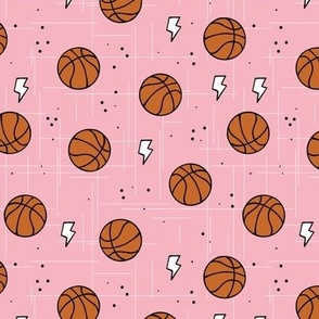 Pink Basketball Fabric Wallpaper and Home Decor  Spoonflower