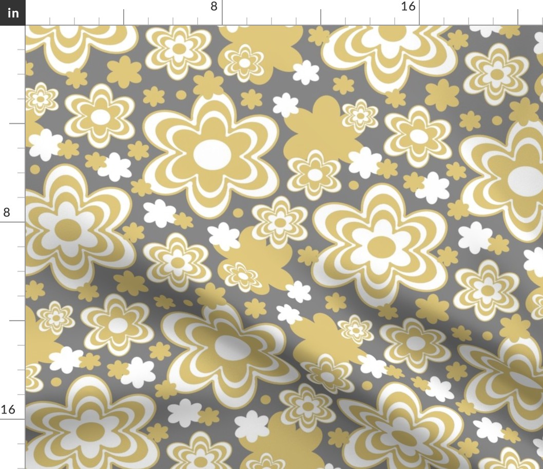 Gold Floral on Gray 