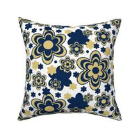 Gold Navy Blue Floral 