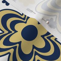 Gold Navy Blue Floral 