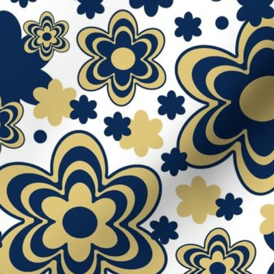 Gold Navy Blue Floral 