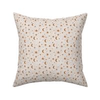 Small / Stars and Moon on Beige Washed Out Linen