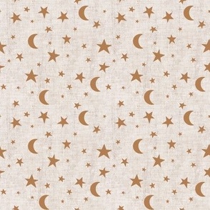 Small / Stars and Moon on Beige Washed Out Linen