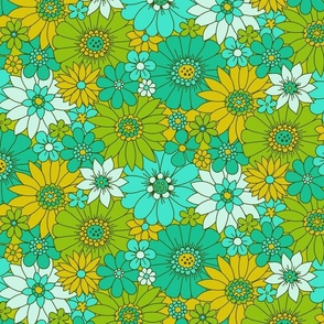 Retro Daisy Floral - Lime