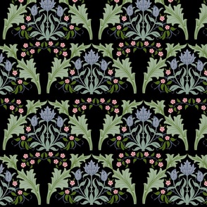 William Morris Tulip Tile on Black Modified