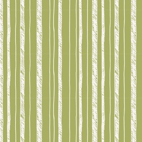White Sketch Stripes on Avocado Green Background