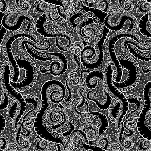 (M) Tentacoli! Black on Dark BG 12x16 LeonardosCompass Tentacle Octopus Tentacles 14056078
