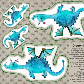 Blue Dragon Plushie and Ornament Cut and Sew