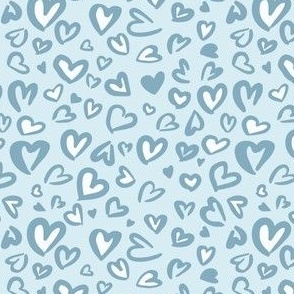 (XS Scale) Heart Shaped Animal Print in Dusty Light Blue