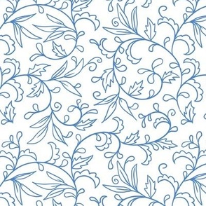 Blue Chinoiserie - Swirly Twigs blue lineart