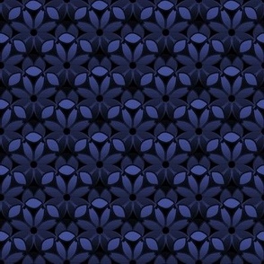 Serenity - Scalloped Flowers - Slate Blue, Midnight - 739fba, 0a1429