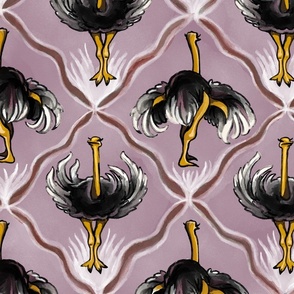 Ostrich Dance Art Deco, Dusty Lavender