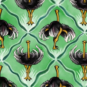 Ostrich Dance Art Deco, Lime Green