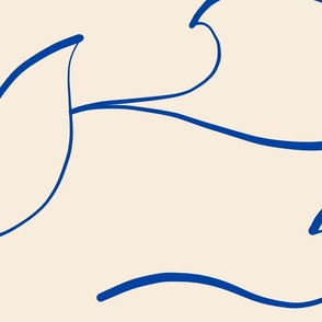 JUMBO - Matisse line art Sea Waves 1. Blue on Sand