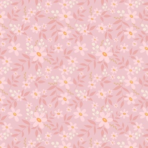 Pink Floral Blooms on Pastel Pink Medium