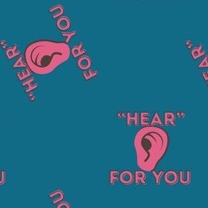 Hear For You Ear Cute Pink Blue Funny Aud Audiology ENT Otology