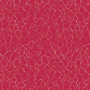 Kintsugi Cracks - Ditsy Scale - Viva Magenta and Gold - Crackle Faux Textures Shatter Batik
