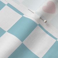 Red Heart Checkerboard on blue 1 1/2 inch