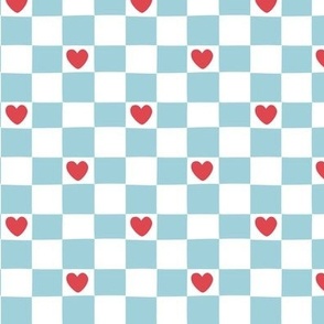 Red Heart Checkerboard on blue 3/4 inch