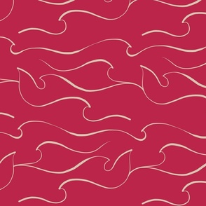 MEDIUM - Matisse line art Sea Waves 4. VIVA MAGENTA