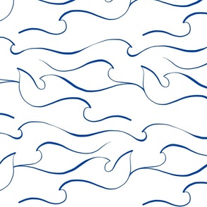 (m) Minimal Abstract Matisse line-art Sea Waves 5. BLUE on WHITE #matisselove #lineart #blueandwhite #matissebedding #seaside #coastal