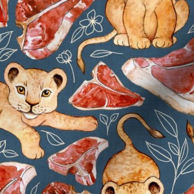 Lion Diet Love - blue background 