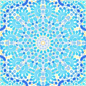 No Ai - Blue Watercolor Mandala Pattern