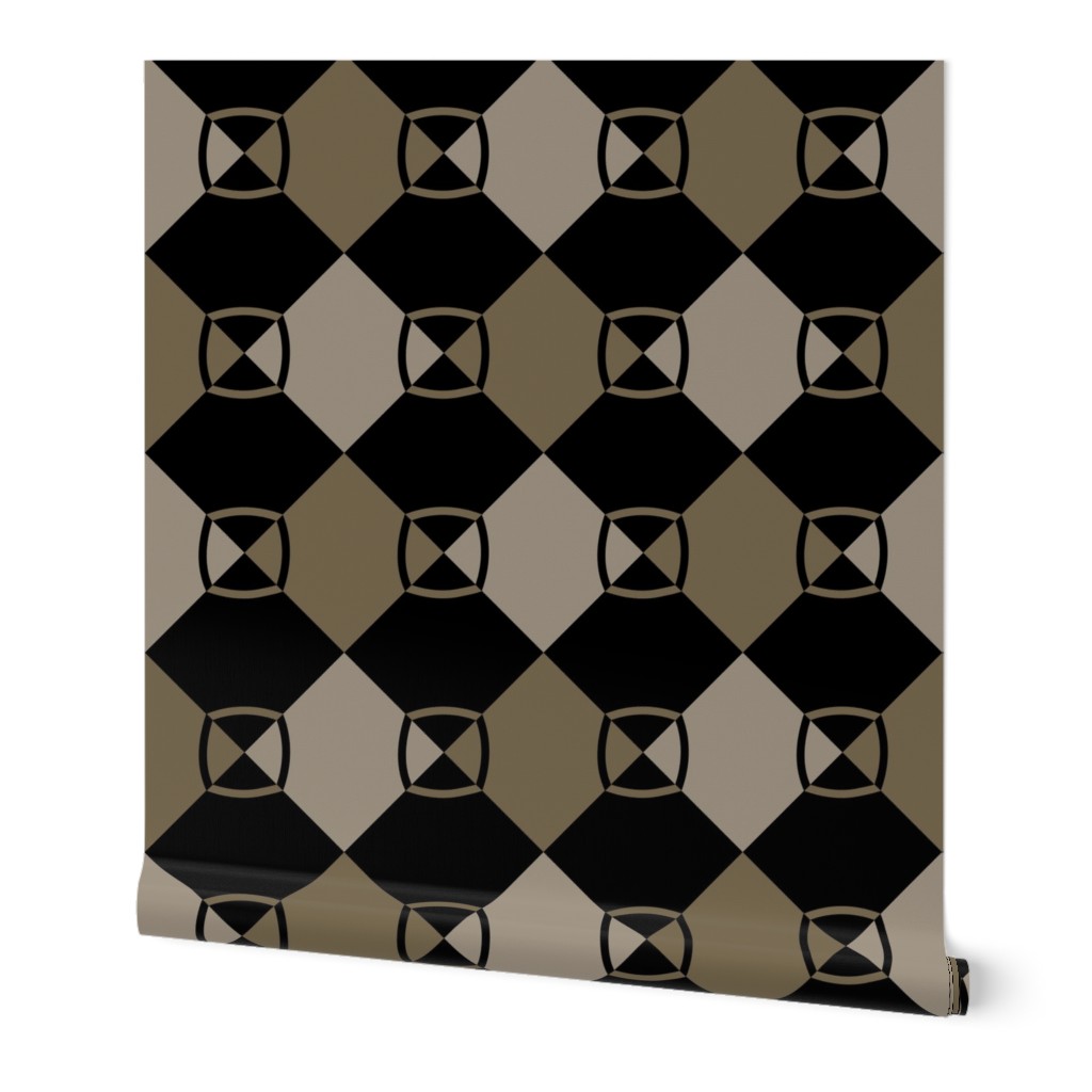 Harlequin Squares Black, Tan, Taupe-5748