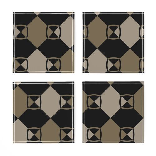 Harlequin Squares Black, Tan, Taupe-5748