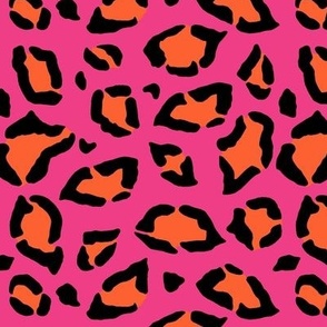 Leopard Print Orange on Hot Pink