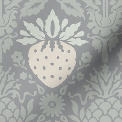 strawberry fields damask neutral colors | large