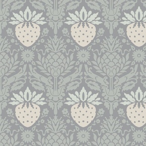 strawberry fields damask neutral colors | large